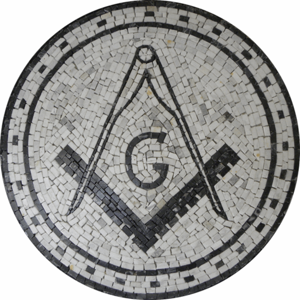 Piso Maçom Em Mosaico Esquadro E Compasso I - 80cm