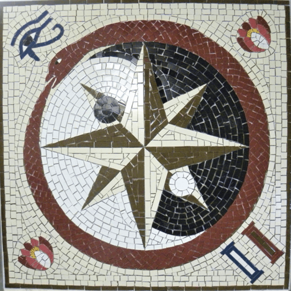 Piso Maçom Em Mosaico Ii Feito Com Cerâmicas E Porcelanas - 1