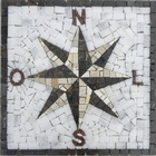 Piso Mosaico Rosa Dos Ventos Com Letras - 70 Cm