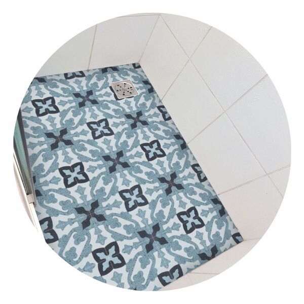 Piso Vinil Antiderrapante Para Box Granilite Floral Azul - 1,