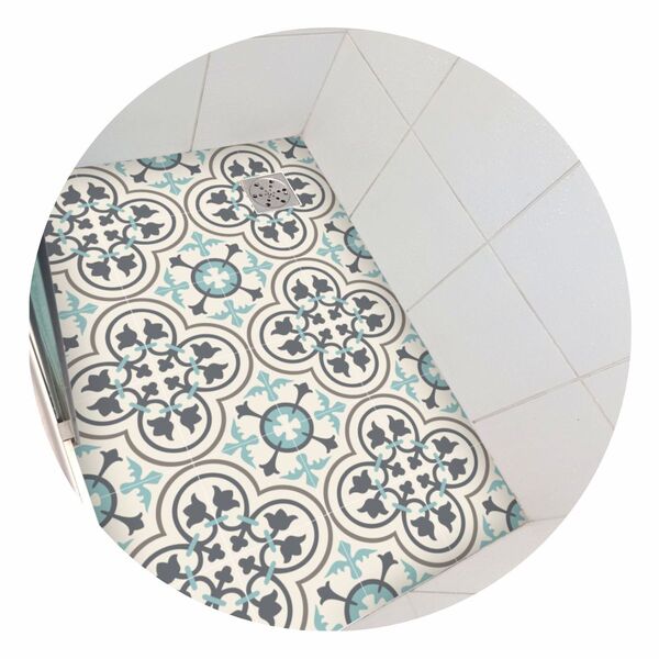 Piso Vinil Antiderrapante Para Box Ladrilho Azulejo Azul - 1,