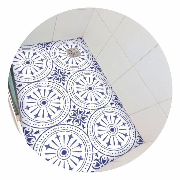 Piso Vinil Antiderrapante Para Box Ladrilho Português Azul -