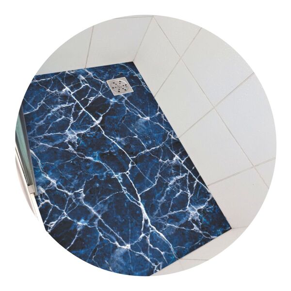 Piso Vinil Antiderrapante Para Box Marmore Azul - 1,20 X 0,80