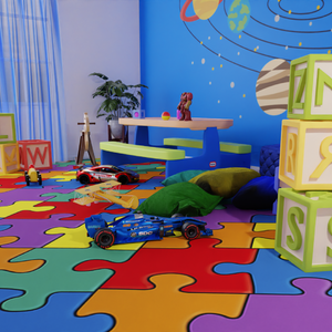 Piso Vinilico Em Manta Ambiente Infantil Unix 4m² 2,5mm Quebra Cabeça