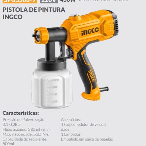 Pistola Revolver De Pintura Elétrica Ingco Pulverizador 220v