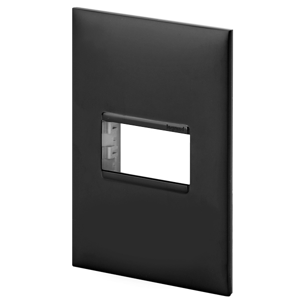 Placa 1 Módulo + Suporte 4x2 - Preta - Pial Plus +