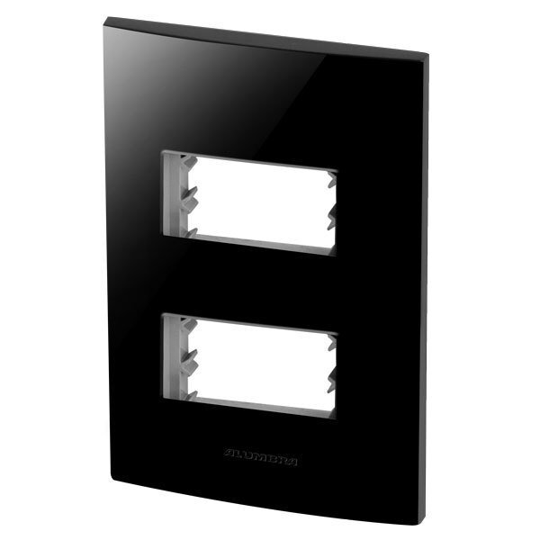 Placa 2 Módulos + Suporte 4x2 - Inova Black Piano - 85527