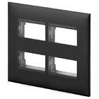 Placa 4 Módulos + Suporte 4x4 - Preta - Pial Plus +