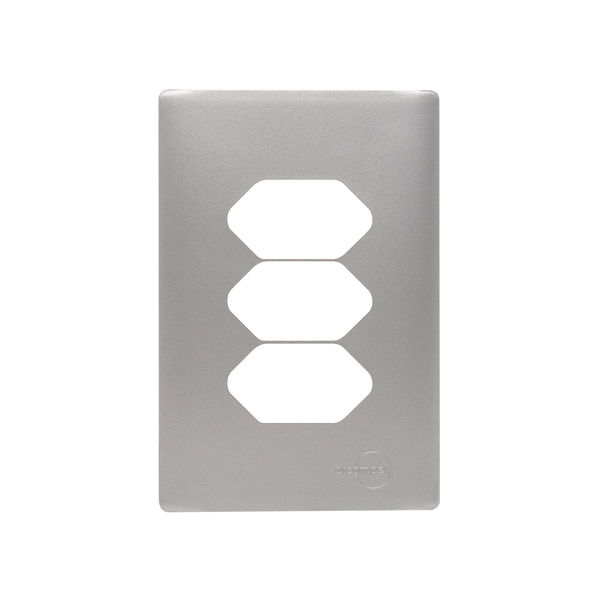 Placa com Suporte 4X2 para 3 Tomada + Suportes Prata Novara