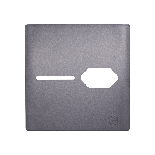 Placa com Suporte 4X4 para 1 Interruptor + 1 Tomada Preto Graffite Novara