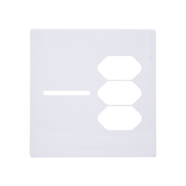 Placa com Suporte 4X4 para 1 Interruptor + 3 Tomada Branco Novara