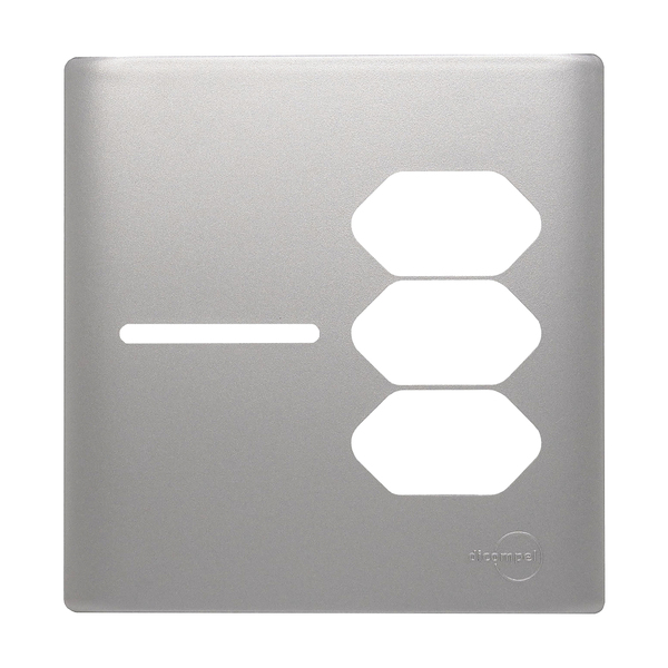 Placa com Suporte 4X4 para 1 Interruptor + 3 Tomada Prata Novara