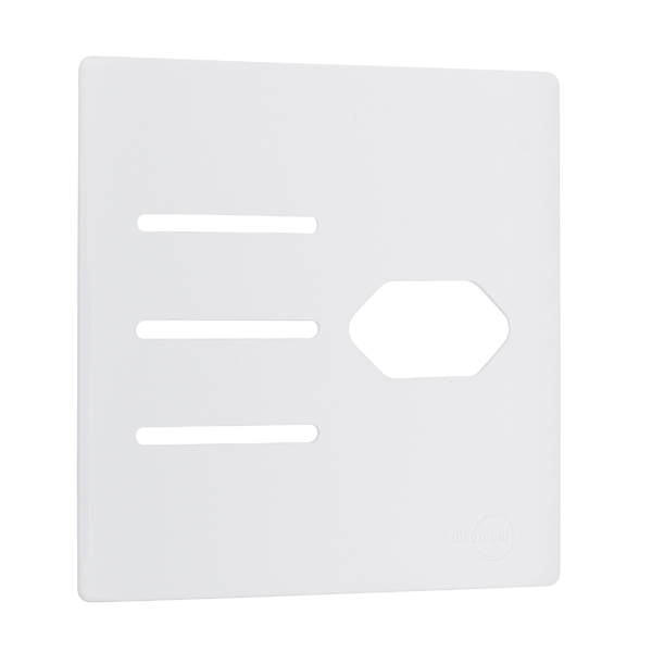 Placa com Suporte 4X4 para 3 Interruptores + Tomada Universal 2P+T Branca Novara Dicompel