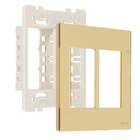 Placa 4x4 para 6 Módulos Acrílico Dourado Madrid Lexman