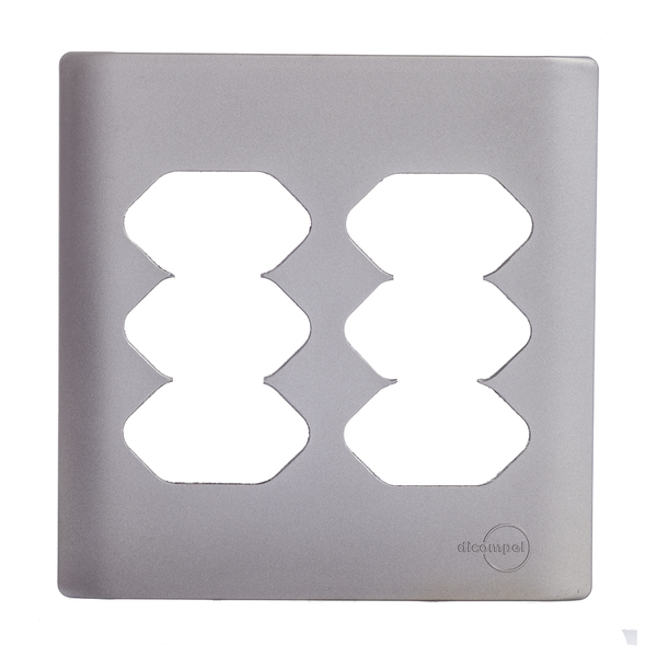 Placa 4X4 para 6 Tomadas 2P+T Aço Novara Dicompel