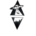 Placa  Mdf  Em Duas Partes Vasada Silhueta: Queda Disco Voado