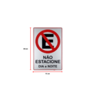 Placa Adesiva Atenção Proibido Estacionar Dia Noite Adesiva A
