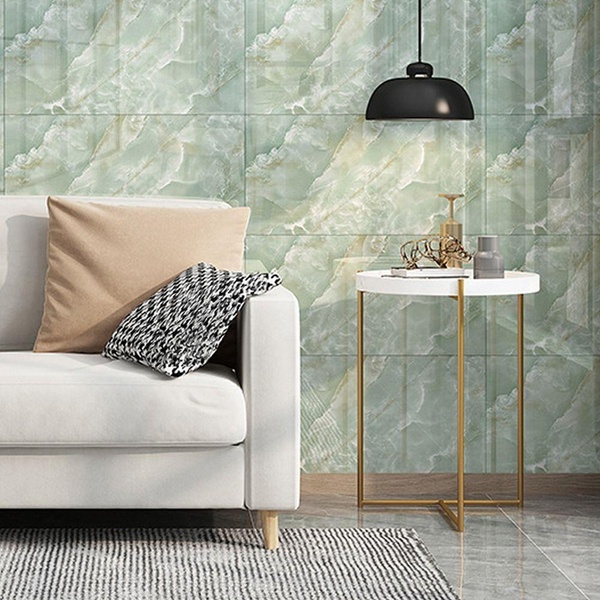 Placa Adesiva De Parede 30x60cm 3d Autocolante Mármore Branco