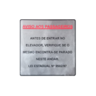 Placa Adesiva Sinalização Aviso Passageiros Elevador Aluminio