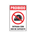 Placa Adesiva Sinalizadora Proibido Entrar Com Capacete 20x30