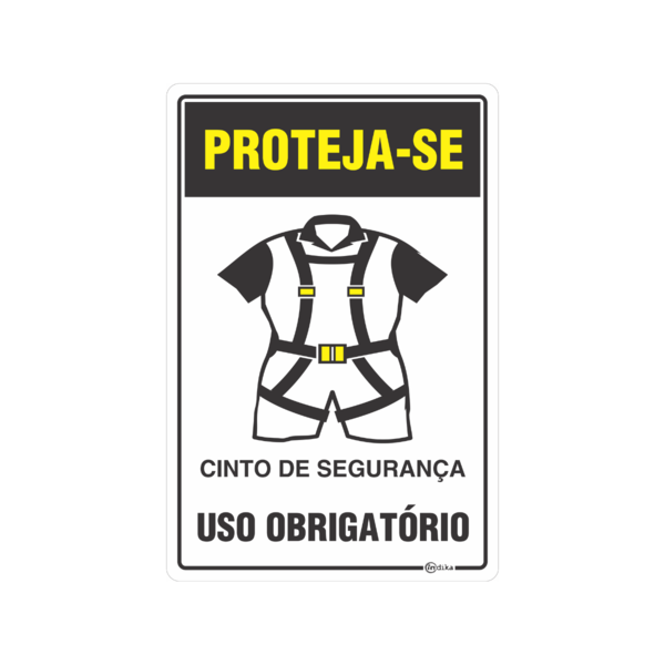 Placa Adesiva Uso Obrigatório EPI Cinto de Segurança 20x30 Cm