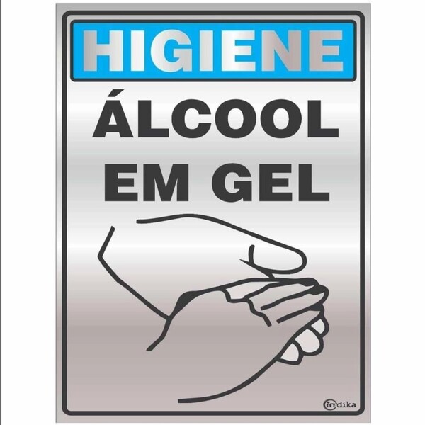 Placa Alumínio 15x20cm - Higiene Álcool Gel - Indika