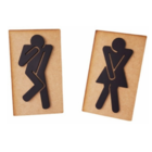 Placa Banheiro Dupla Relevo Madeira Natural