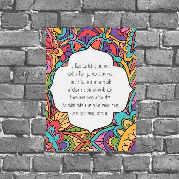 Placa Benção O Deus Que Habita Em Mim 18x27cm