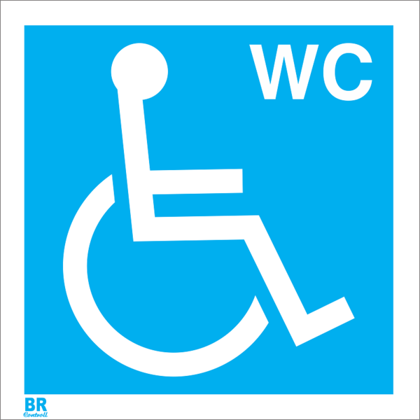 Placa Branca Banheiro Cadeirante 20x20cm Br Controll Placa Br