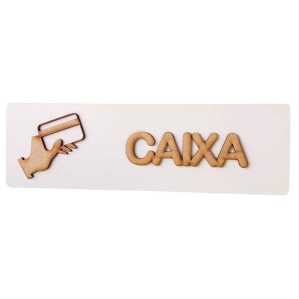 Placa Caixa Pagamento Madeira Aviso Mdf Sinalização Madeira C