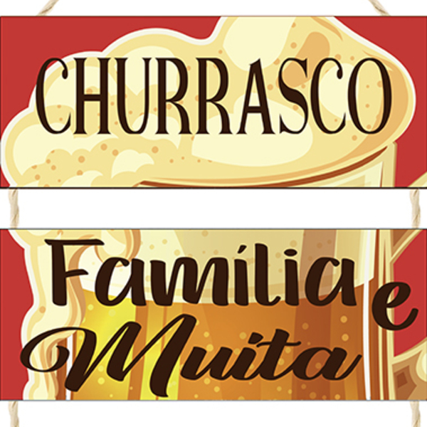 Placa Com Corda 3 Peças Churrasco Família