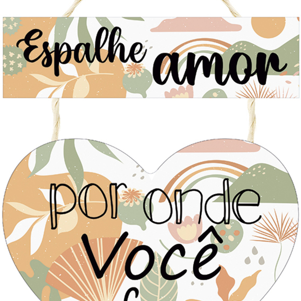 Placa Com Corda Coração Espalhe Amor