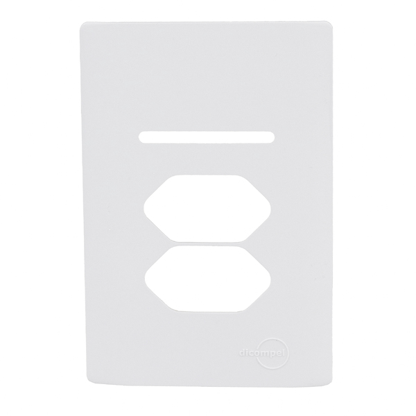 Placa com Suporte 4X2 1 Interruptor+ 2 Tomada Branco Novara