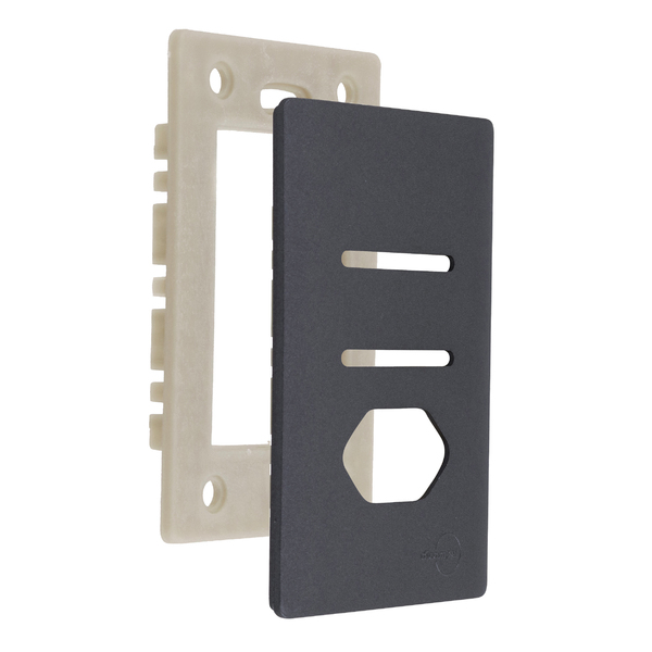 Placa com Suporte 4X2 2 Interruptores + 1 Tomada Grafite Novara
