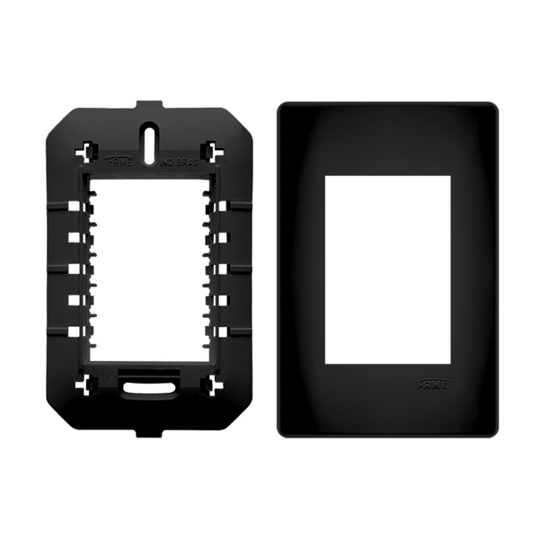 Placa Com Suporte 4X2 3 Módulos Horizontal Habitat Black