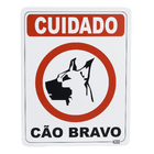 Placa "Cuidado Cão Bravo" Plástico 23x18cm