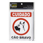 Placa "Cuidado Cão Bravo" Plástico 23x18cm