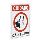 Placa "Cuidado Cão Bravo" Plástico 23x18cm