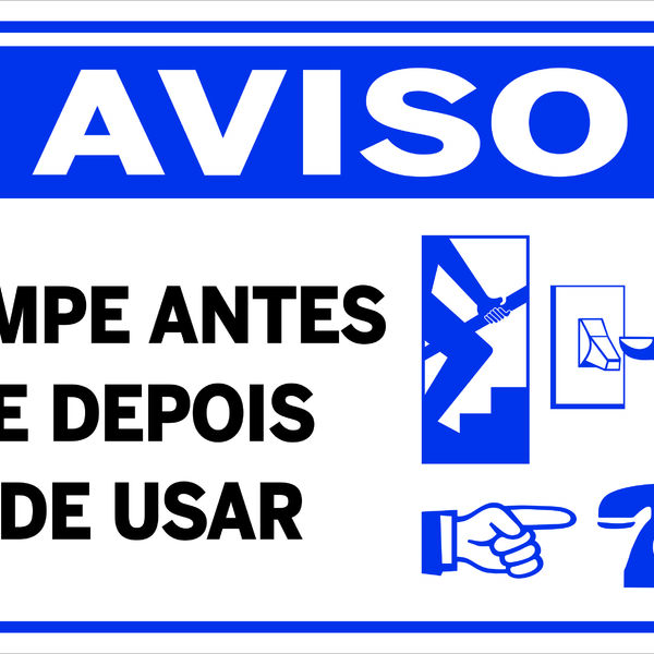 Placa De Aviso Limpe Antes E Depois De Usar Tamanho 20x30cm