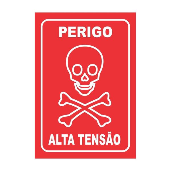 Placa De Aviso Sinalização Perigo Alta Tensão 20cmx14,5cm