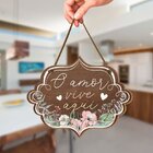 Placa De Porta Decorativa Amor Frases Flores Sala Quarto