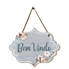 Placa De Porta Decorativa Bem Vindo Frases Flores Sala