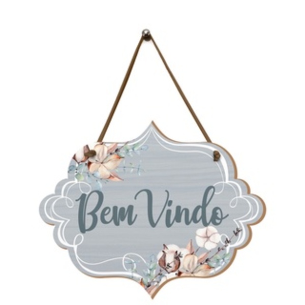 Placa De Porta Decorativa Bem Vindo Frases Flores Sala