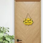 Placa De Porta Decorativa Frases Bem Vindo Flores Amarelo