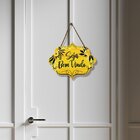 Placa De Porta Decorativa Frases Bem Vindo Flores Amarelo