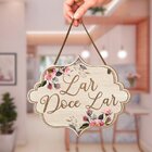 Placa De Porta Decorativa Lar Frases Flores Sala