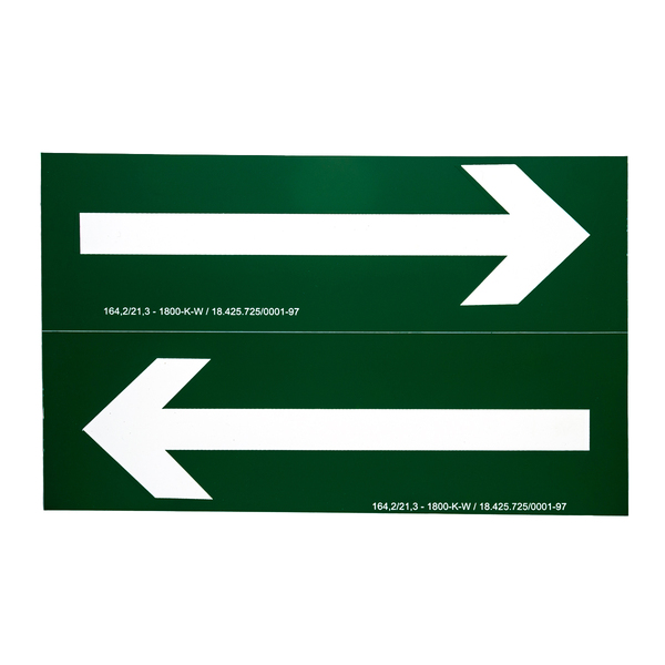 Placa De Sinalização Adesiva Em Pvc Verde 15 X 30cm Duas Seta