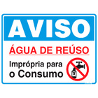 Placa De Sinalização Aviso Água De Reuso Imprópria Para O Con
