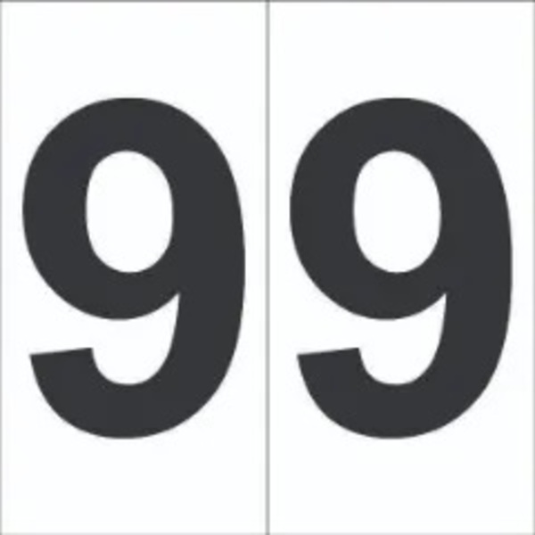 Placa De Sinalização Numera 9 Cartela Com 10 Peças Tamanho 5x