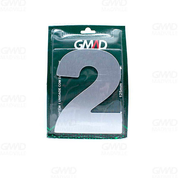 Placa De Sinalização Número 2 Escovado Gmad